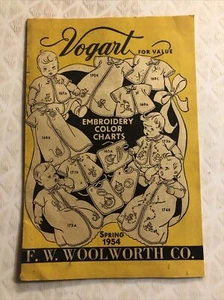 Gráficos de colores antiguos bordados Vogart primavera 1954 F. W. Woolworth Co. 15 páginas - Imagen 1 de 3