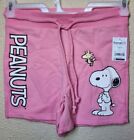 Peanuts Snoopy Women's Pull-On Drawstring Shorts Pink Size Xs (1) Brand New