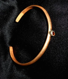Copper Baby Bracelet - Adjustable - Copper Cuff With Tiger Eye Stone - Picture 1 of 2