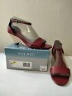 Nine West Womens Wedges 7.5 M Red Leather & Rattan Wedge Heels Shoes Sandles