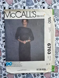McCall's Sewing Pattern 6703 Misses Dress Size 12 Bust 34 Cut Complete - Picture 1 of 3