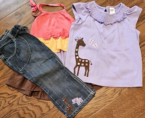 Girl Size 5T Gymboree Glamour Safari Capri Jeans, Shirt & Tank Top Lot EUC - Picture 1 of 12