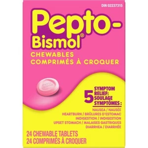 Pepto Bismol Chewable Tablets for Nausea- 5 Symptom Fast Relief-original Flavor - Picture 1 of 6