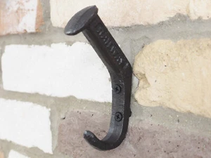 Railway Coat Hook Nail Large 13cm Cast Iron Coat Dressing Gown Towel Hats Bags - Picture 1 of 2