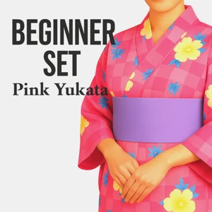 Juego Yukata Rosa con Obi Preatado, Tabla Kimono, Cinturón Mágico, Corbatas Cintura - Usado - Imagen 1 de 15