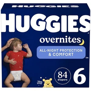 Huggies Size 6 Overnites Baby Diapers: Overnight Diapers, Size 6 (35+ lbs), 8... - Picture 1 of 12