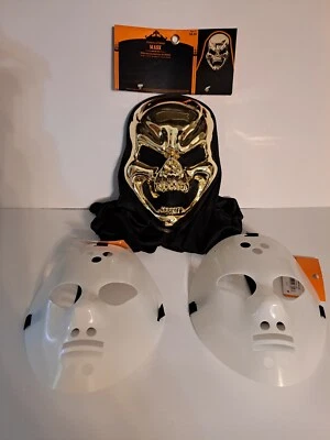 New Gold Demons Of Metal Mask + Bonus; 2 Goalie Masks - Image 1 of 3