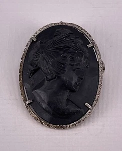 Antike Brosche - Anhänger mit Lava Cameo, 800 Silber (AT 146) - Picture 1 of 3