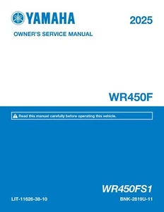 Yamaha Service Workshop Shop Manual Book 2025 WR450F - Picture 1 of 24