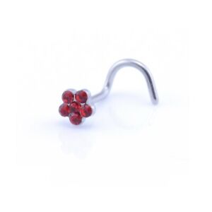 Nose Stud Curved or Straight 316 Surgical Steel Pin Ring Piercing Flower Gem
