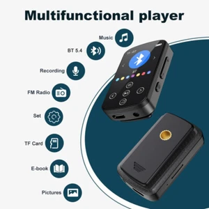 MP3 Player HiFi Lossless Sound Bluetooth 5.4 Clip Music Voice Recorder FM Radio - Picture 1 of 24