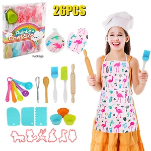 26pcs Kids Cooking Baking Costume Chef Apron Hat Kitchen Role Play fr Girl Child - Picture 1 of 8