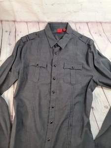 Saks Fifth Ave Police Military Style Shirt - Men's Medium Long Sleeve Button Up - Picture 1 of 7