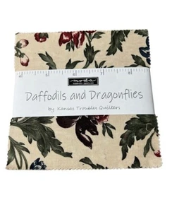 Moda Fabrics Daffodils and Dragonflies Charm Pack. 5" Fabric Squares. FREE SHIP - Picture 1 of 2