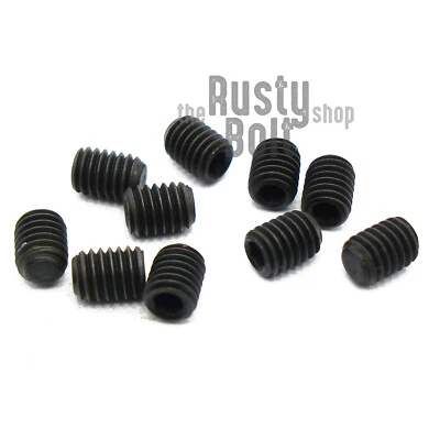 THE RUSTY BOLT SHOP M3 x 4mm, Socket Set Screw Flat Point, 45H Steel, Black Oxide