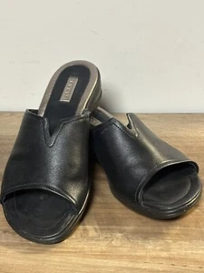 ECCO Women’s 9 Black Leather Slip-On Sandals Sensata Slide - Picture 1 of 9