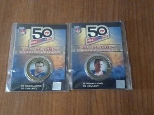 2 Ct. Buffalo Bills 50th Season Medallions James Lofton Steve Tasker NEW SEALED  - Picture 1 of 2
