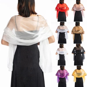 1Pc Women Elegant Wedding Shawl Party Evening Dress Silky Shawl Pure Color Scarf - Picture 1 of 14