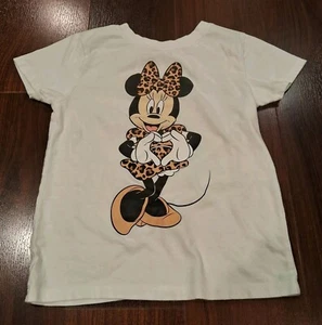 Disney's Minnie Mouse Heart Hands Girls Size 6 White Short Sleeve Shirt VGUC - Picture 1 of 3