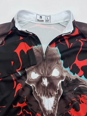 Paladin Men’s Long Sleeve Cycling Bike Jersey Large Full Zip Smoke Skull Flames - Image 1 of 4
