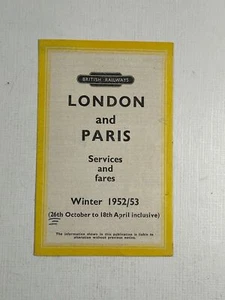 British Railways London Paris Services + Tarife Winter 1952/53 - Bild 1 von 1