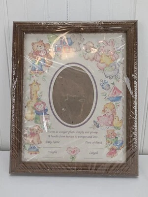 Vintage Baby Keepsake Collage 8x10 Wood Frame Wall Hanging Gift Nursery Home - Image 1 of 4