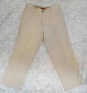 IZOD Womens Dress Pants Size 32 X 32 White and Tan Stripes 5 Pockets-EUC - Picture 1 of 9