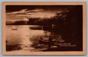Mondlicht am Lake Huntington NY Catskill Mountains Sullivan County Postkarte I2 - Bild 1 von 3