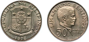 Philippines 1972 50 Sentimos Nickel brass BU - Picture 1 of 1