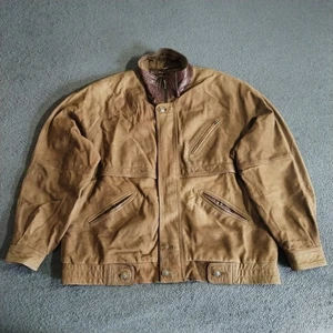 Vintage Sardar Jacket Mens L Brown Bomber Great Seal State Oklahoma 1907 Suede - Picture 1 of 24