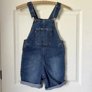 Levi’s Shortall Bib Shorts Youth Denim Bib Overalls Shorts Size 7 Reg - Picture 1 of 7