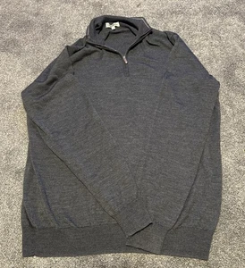 Suéter Peter Millar Para Hombres L Gris Azul Mezcla Lana Merino Cuarto Cremallera - Imagen 1 de 9