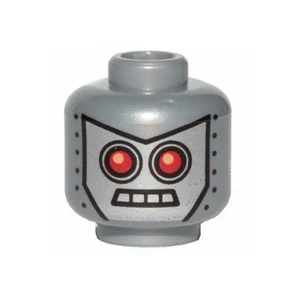 LEGO - Minifig, Head Robot Red Eyes, 4 Mouth Squares and Rivets Pattern - Picture 1 of 1