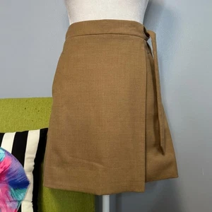 Gonna J Crew in flanella di lana marrone mini avvolgente con cravatta laterale 6 - Foto 1 di 6