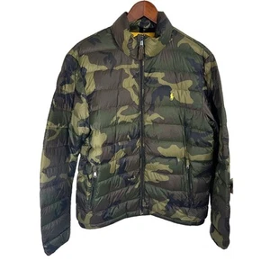 Polo Ralph Lauren Camo Full Zip Down Puffer Jacket Packable Coat Mens Size Large - Picture 1 of 13