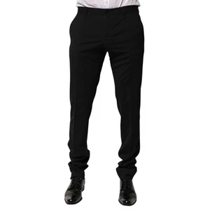 Dolce & Gabbana Pantalones Negros Lana Cónico Formal Hombre Vestido IT48/ W34/ M - Picture 1 of 7