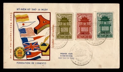 DR WHO 1961 VIETNAM FDC UNESCO CACHET COMBO M58051 Foto 1 de 2