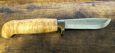 Vintage J Marttini Finland Hunting Knife Wood Handle Signed 4” Blade - Image 1 of 4