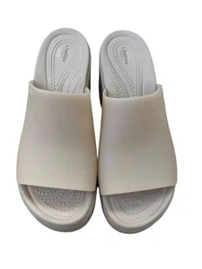 Crocs LiteRide Brooklyn Damen-Sandalen Pantoletten Absatz beige Knochen Freizeit Größe 7 - Bild 1 von 6
