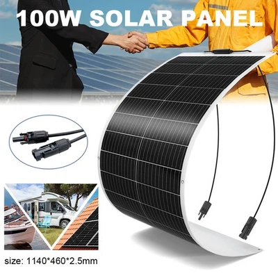 100W Mono Solarpanel Flexibles Biegsames 12V/24V PV Modul für Wohnmobile Boote - Bild 1 von 4
