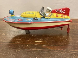 PILOT-Moroscafo in latta U-27 battery operated made japan’50 by Alps cm 30 - Picture 1 of 8