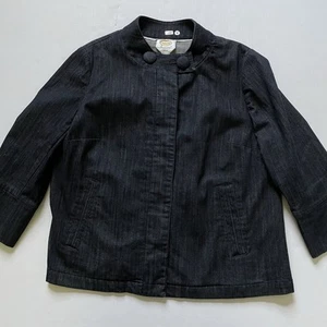Talbots Jeansjacke Damen L blau dunkle Waschung Stretch Denim 3/4 Arm - Bild 1 von 8