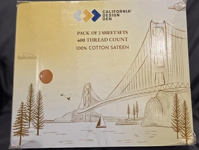 Softest 100% Cotton Sheets, Twin XL Sheets Set, 400 Thread Count Sateen Bedding - Image 1 of 4