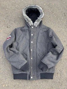 Kunstfell Herren Y2K Wolle Diesel Style verwaschen Bomberjacke Gr. M distressed - Bild 1 von 10