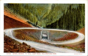 Spiral Bridge Cody Road Yellowstone National Park Postcard - Picture 1 of 2