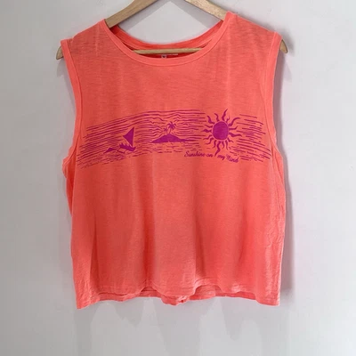 Sundry 3 Sleeveless Cropped Top Graphic Tee Sunshine on my Mind Size Large C71 - Image 1 of 4