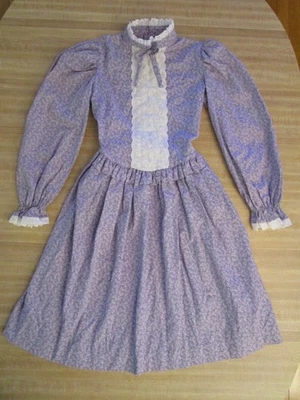 Vestido De Colección Niñas 14 Lila Floral Blanco Vertical Encaje Kim Originales EE. UU. Foto 1 de 4