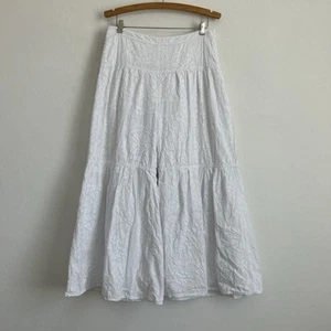 Pantalone Anthropologie/Maeve 10 gamba larga foderato ritagliato ricamato floreale bianco - Foto 1 di 11