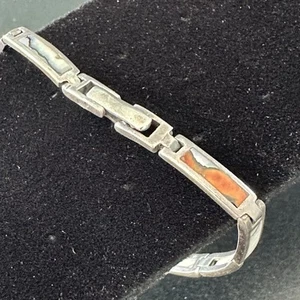 Bracciale in argento sterling 925 dipinto diaspro intarsiato maglia chiusura pieghevole - Foto 1 di 14