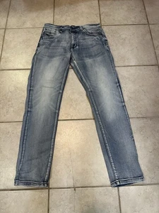Jeans Kenneth Cole uomo 32x32 blu denim vestibilità atletica vita bassa/media NY stone wash - Foto 1 di 11